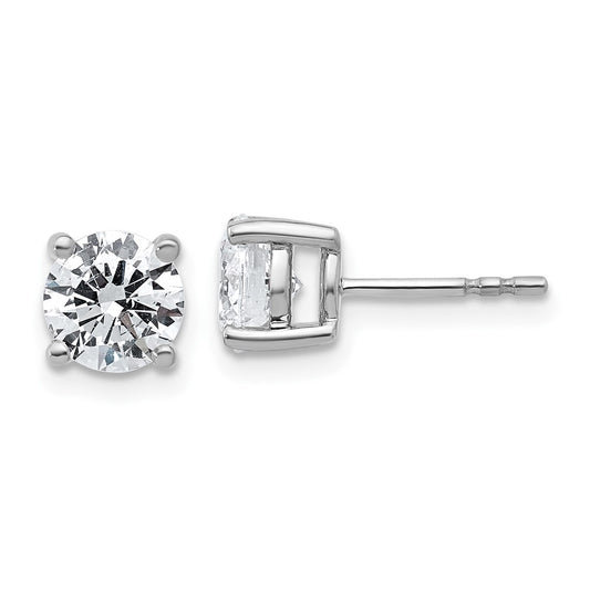 14k White Gold 2 ctw Lab Grown Diamond VS/SI+ G+ Round 4 Prong Heavy Wt. Stud Earrings