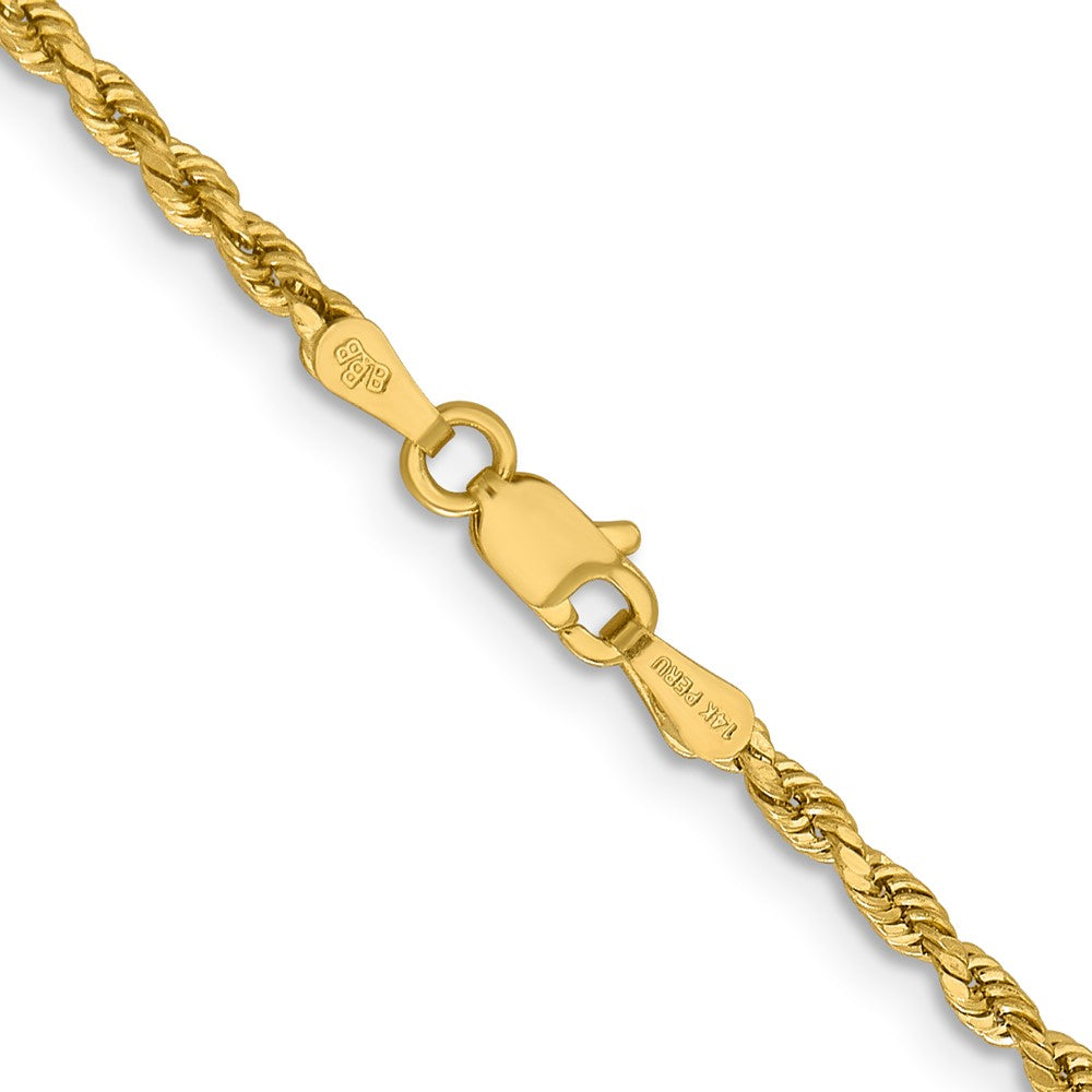 14k 2.3mm Lightweight D/C Rope with Lobster Clasp Chain
