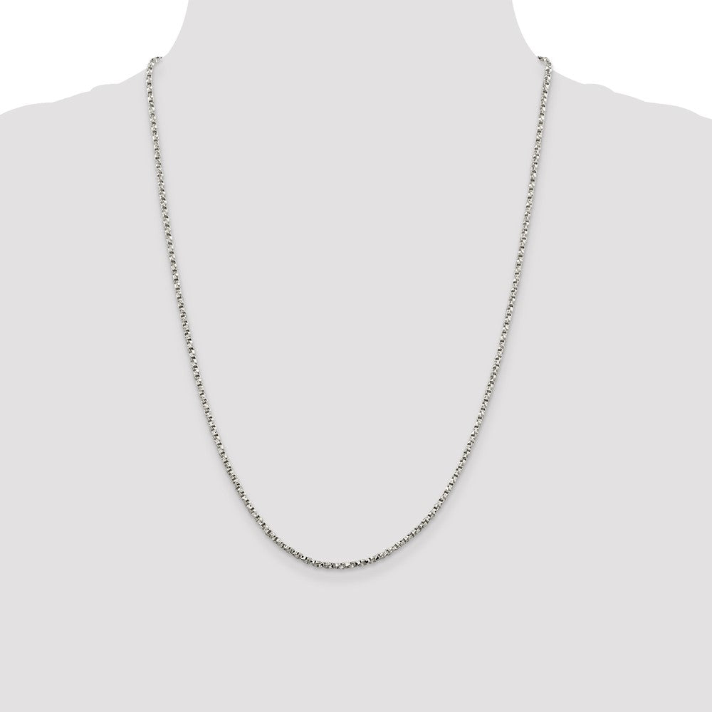 Sterling Silver 2.25mm Twisted Box Chain 24 Inches