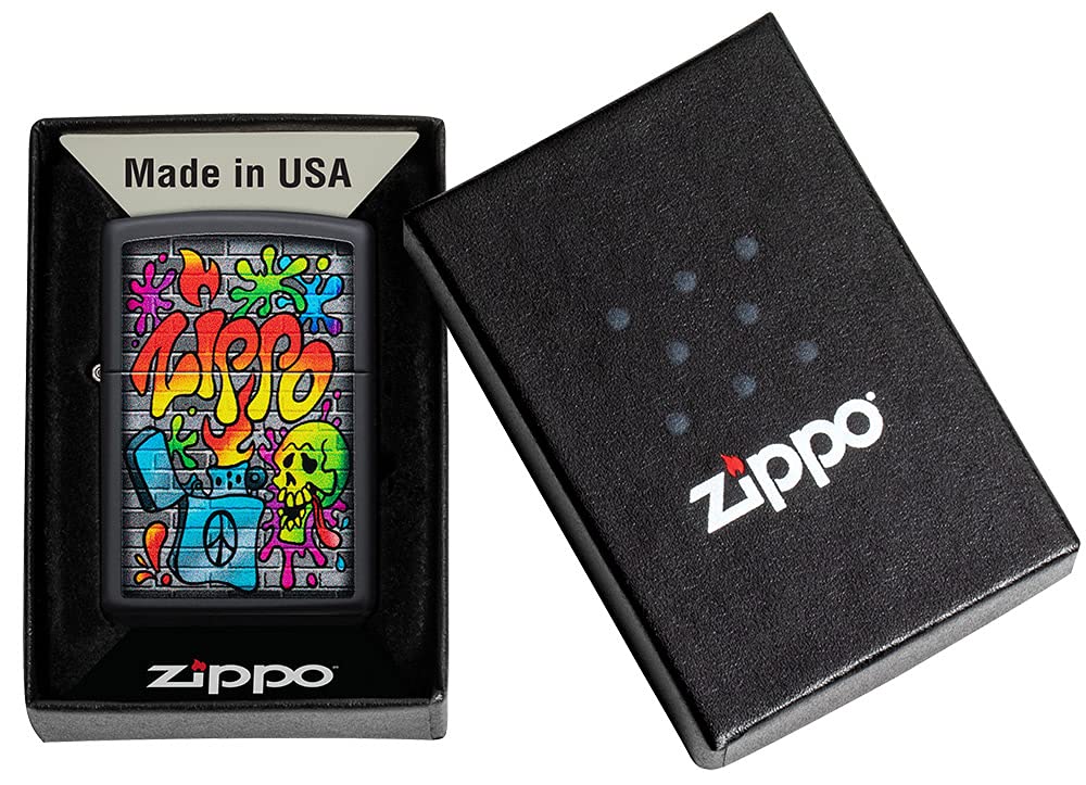 Zippo Street Art Design Black Matte Pocket Lighter