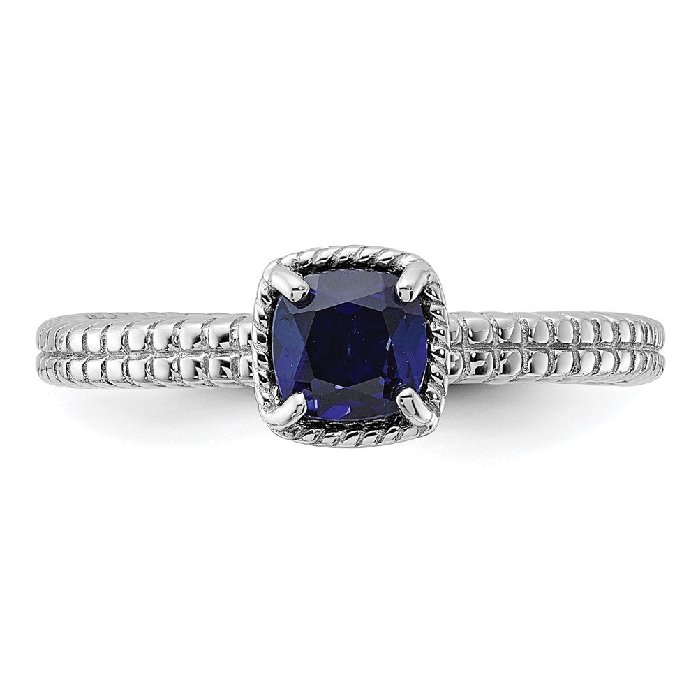 Sterling Silver Stackable Expressions Created Blue Sapphire Ring