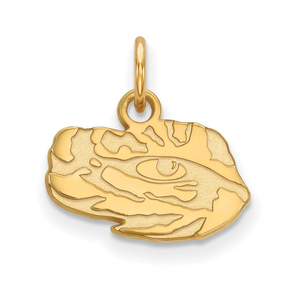 Sterling Silver Gold-plated LogoArt Louisiana State University Tiger Eye Extra Small Pendant Q-GP061LSU