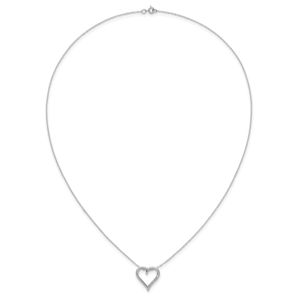 W/ chain,10K White gold heart pendant, 3 - .005 Rd Dias - Dias:S43
