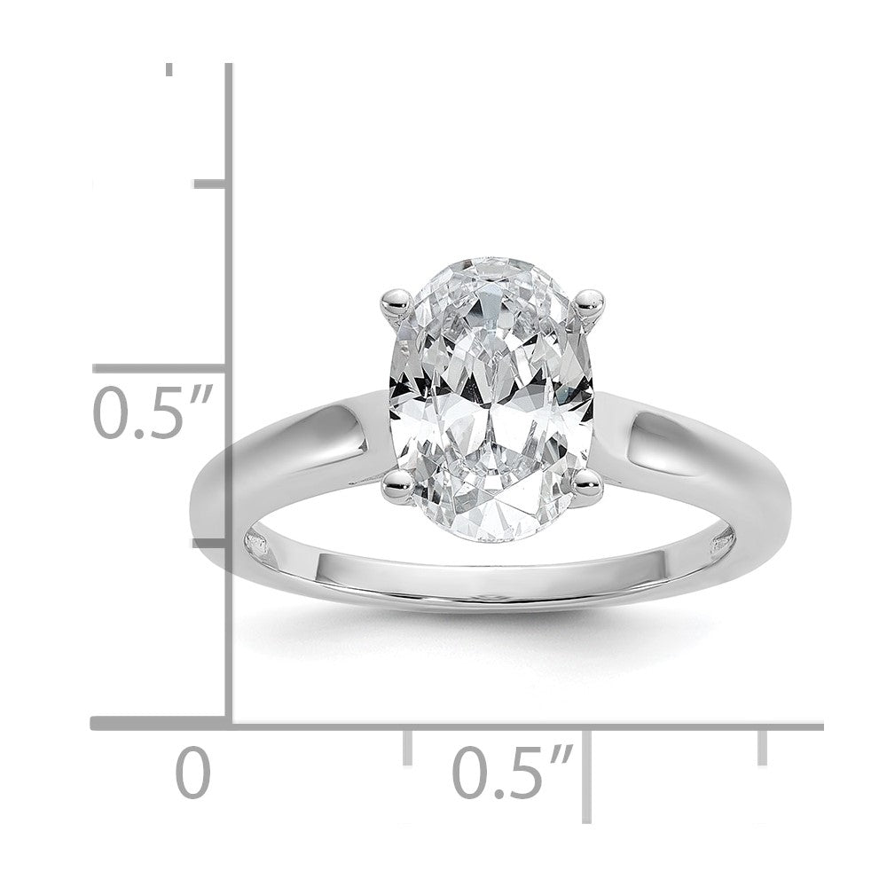 Cheryl M Sterling Silver Rhodium-plated Polished Oval CZ Ring