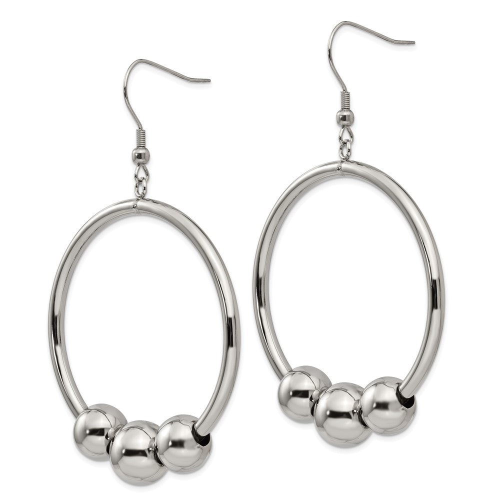 Stainless Steel Polished Dangle Shepherd Hook Earrings