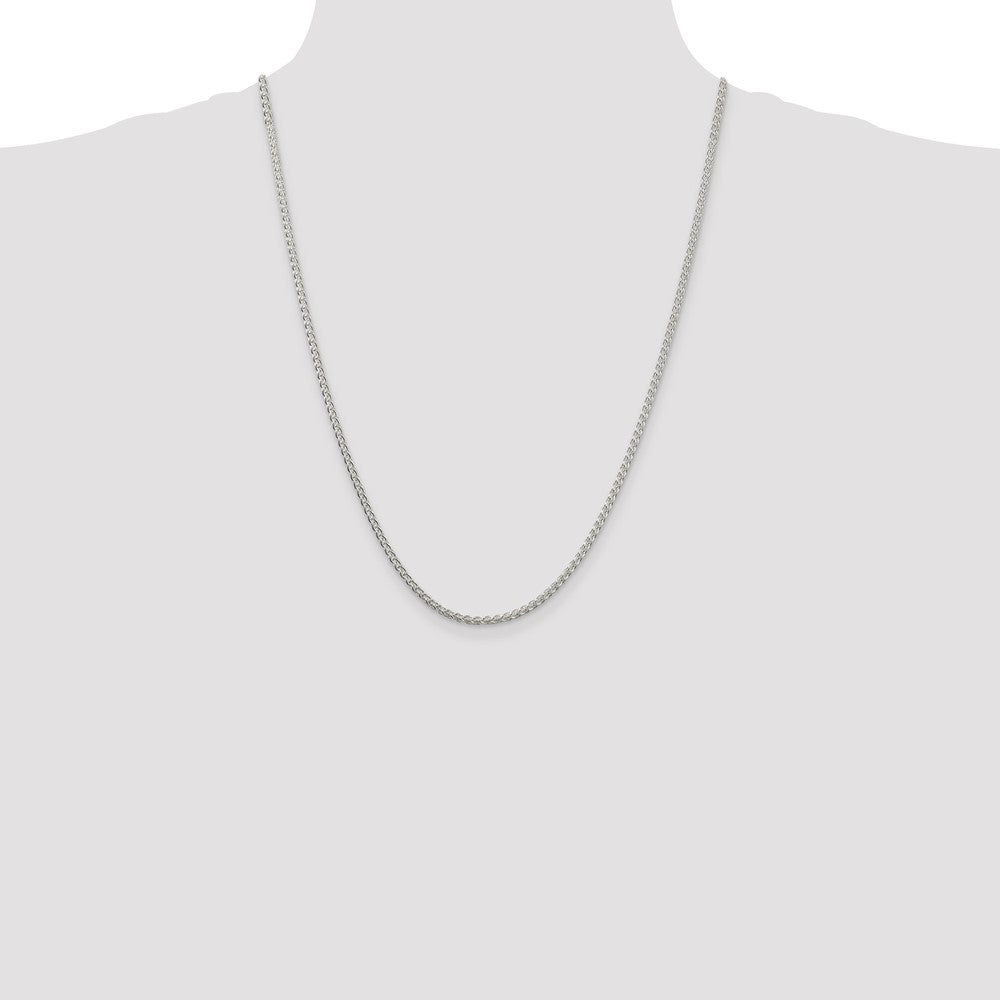 Sterling Silver Rhodium-plated 2.5mm Round Spiga Chain 24 Inches