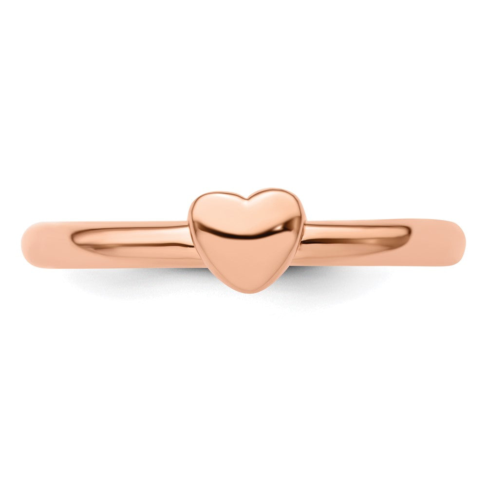Sterling Silver Stackable Expressions Pink-plated Puffed Heart Ring Size -10