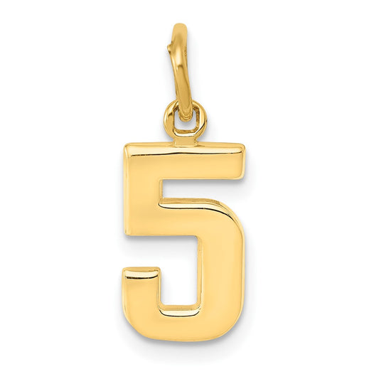 10k Small Polished Number 5 Charm