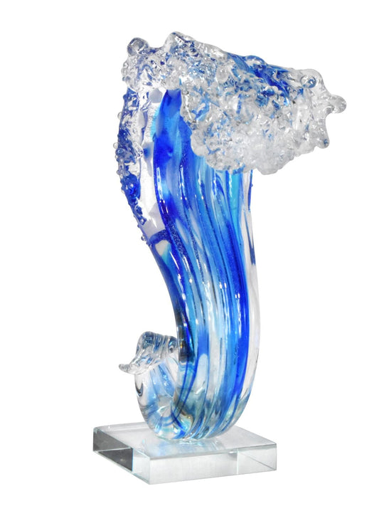 Pacific Wave Glass Sculpture/Figurine in Blue Finish