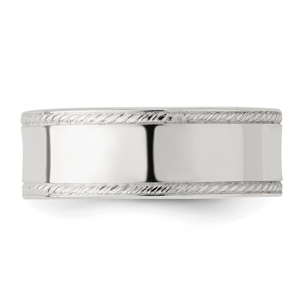 Sterling Silver 7mm Flat with Rope Edge Size 11 Band