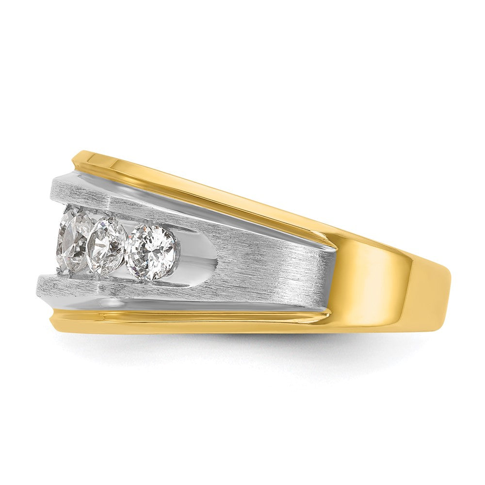 IBGoodman 14k Men's Polished Satin and Grooved 7-Stone Ring Mounting