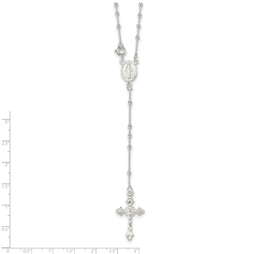 Sterling Silver Polished Rosary 18 inch Necklace 18 Inches