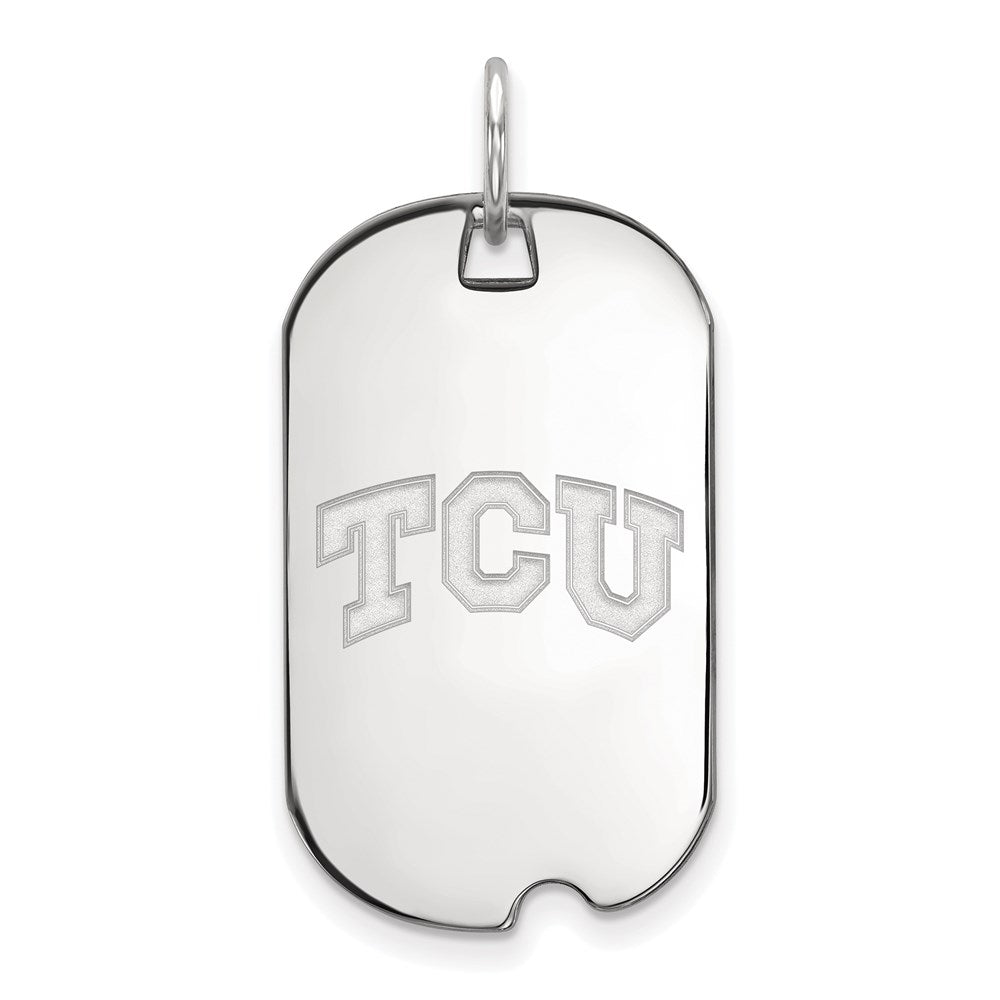 Sterling Silver Rhodium-plated LogoArt Texas Christian University T-C-U Small Dog Tag Pendant QSS048TCU