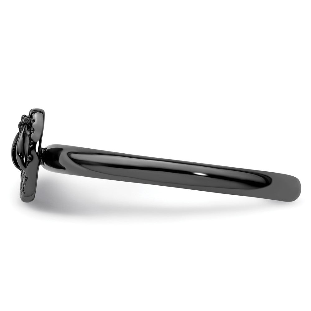 Sterling Silver Stackable Expressions Black-plated Flip Flop Ring