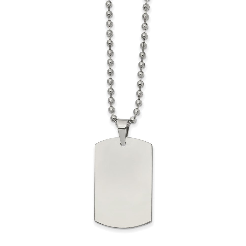 Stainless Steel Brushed and Polished Reversible Dog Tag 22in Necklace