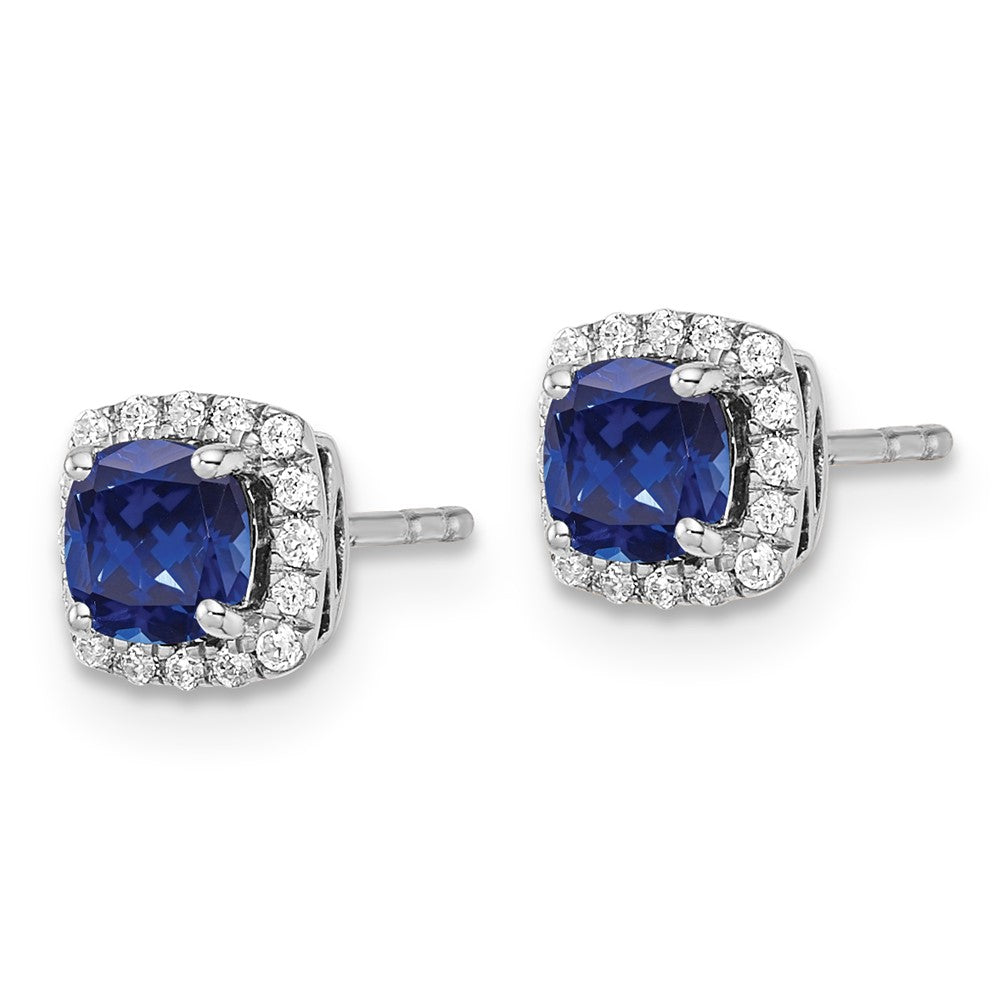 SS ANT Created Blue Sapphire and Diamond Earring