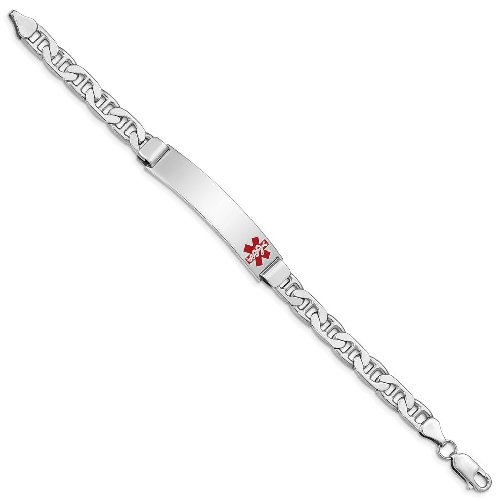 Sterling Silver Rhodium-plated Medical ID Anchor Link Bracelet 7 inches