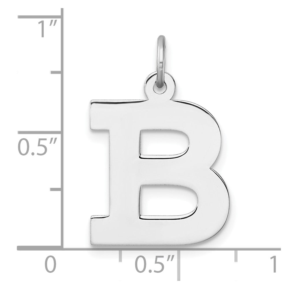 Large Sterling Silver Rhodium-plated Block Letter B Initial Charm