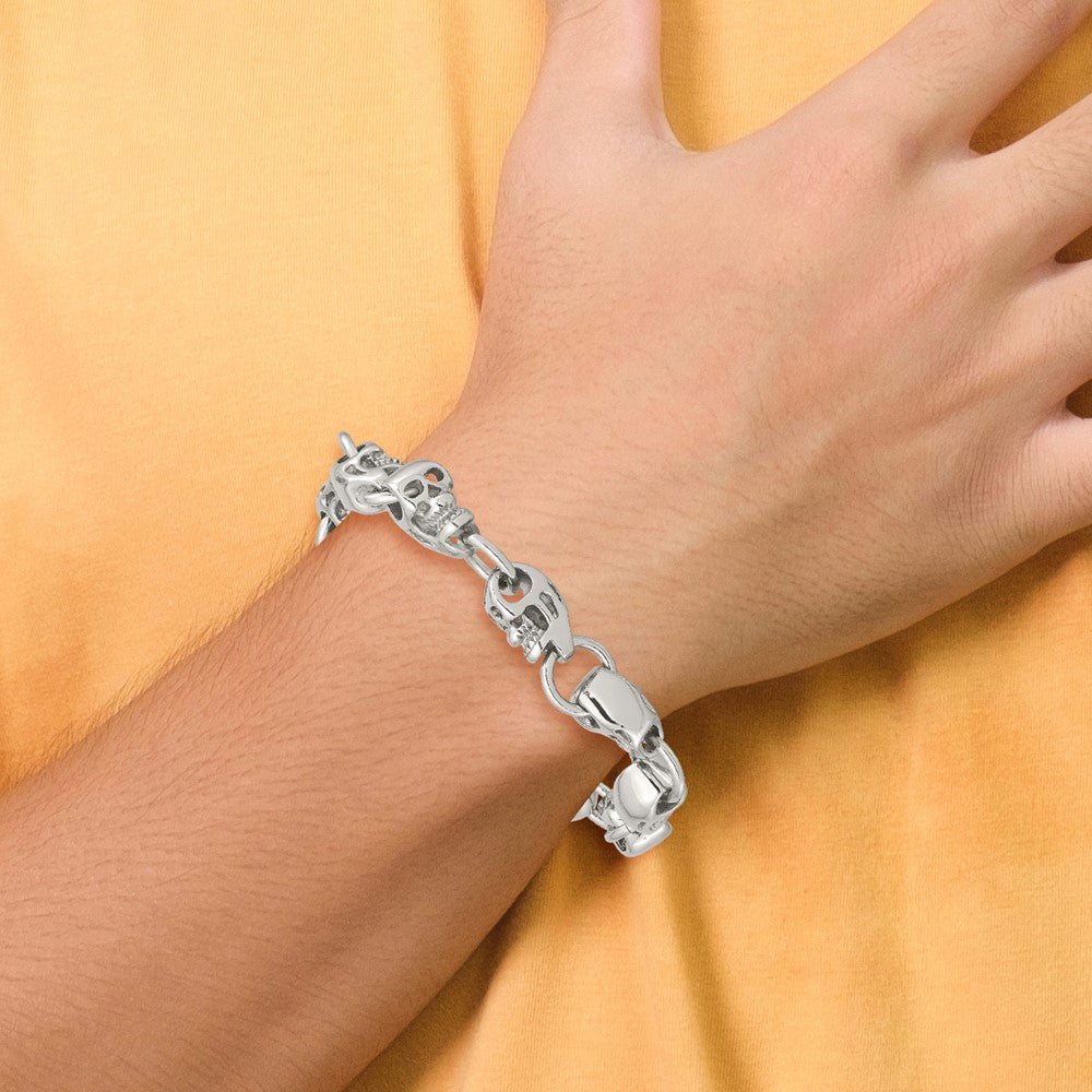 Stainless Steel Polished Skulls 8.75in Bracelet 8.75 inches