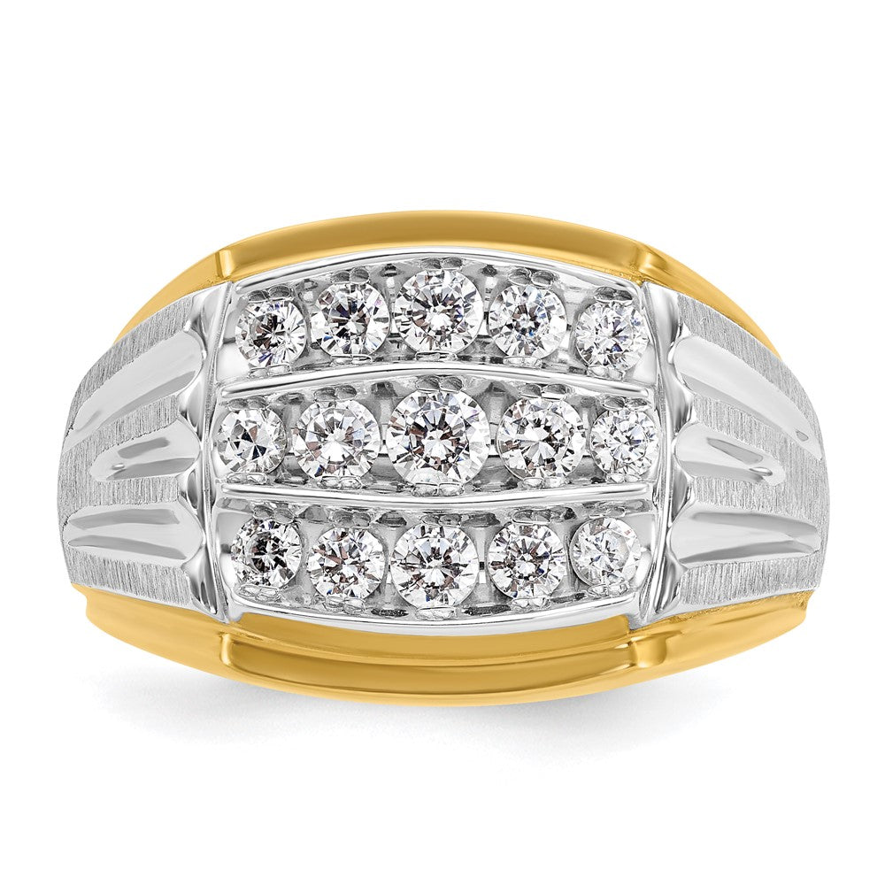 IBGoodman 14k Two Tone 1 carat Lab Grown Diamond VS/SI+ G+ Complete Men's Polished and Satin Cluster Ring