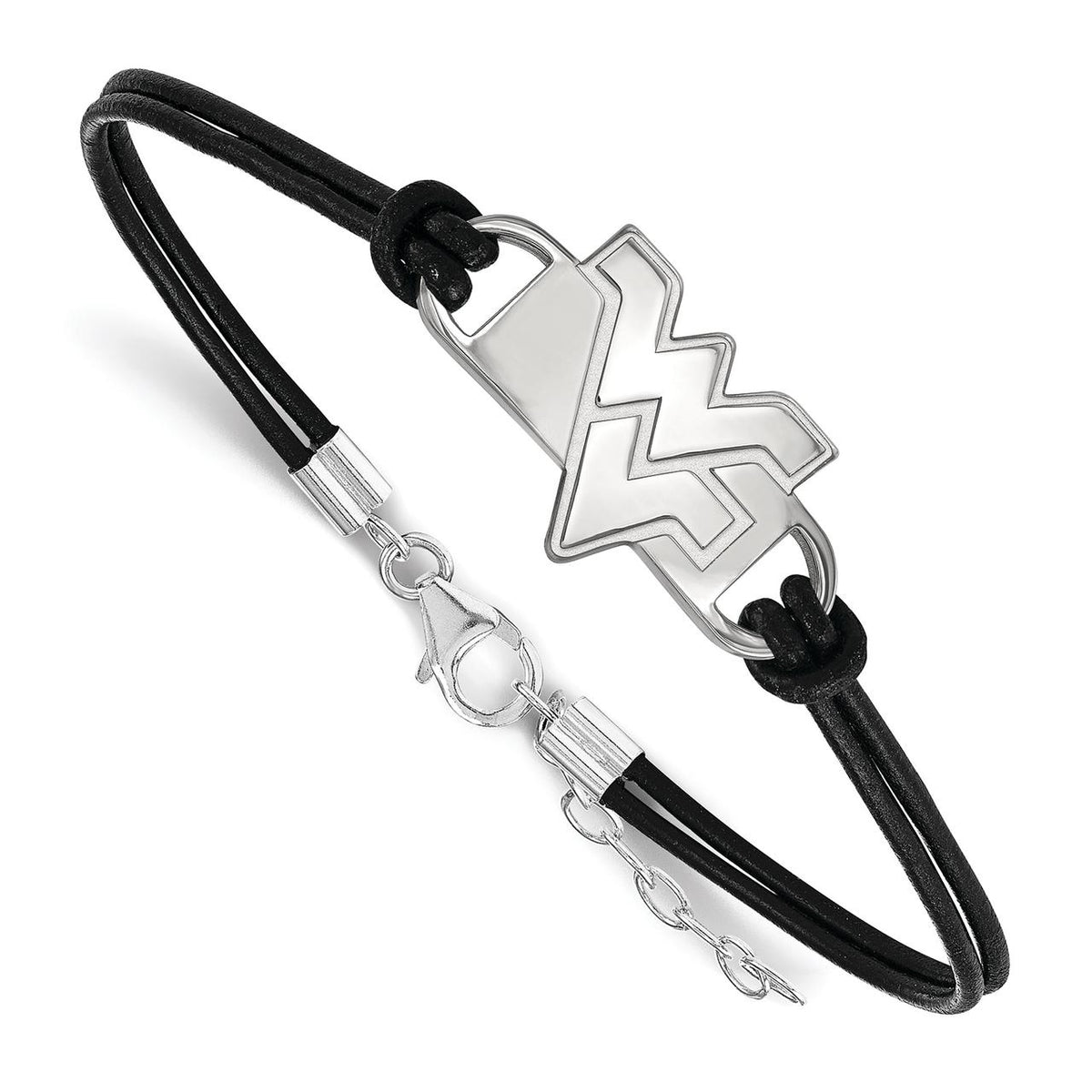 Women's West Virginia Mountaineers Sterling Silver Leather Bracelet