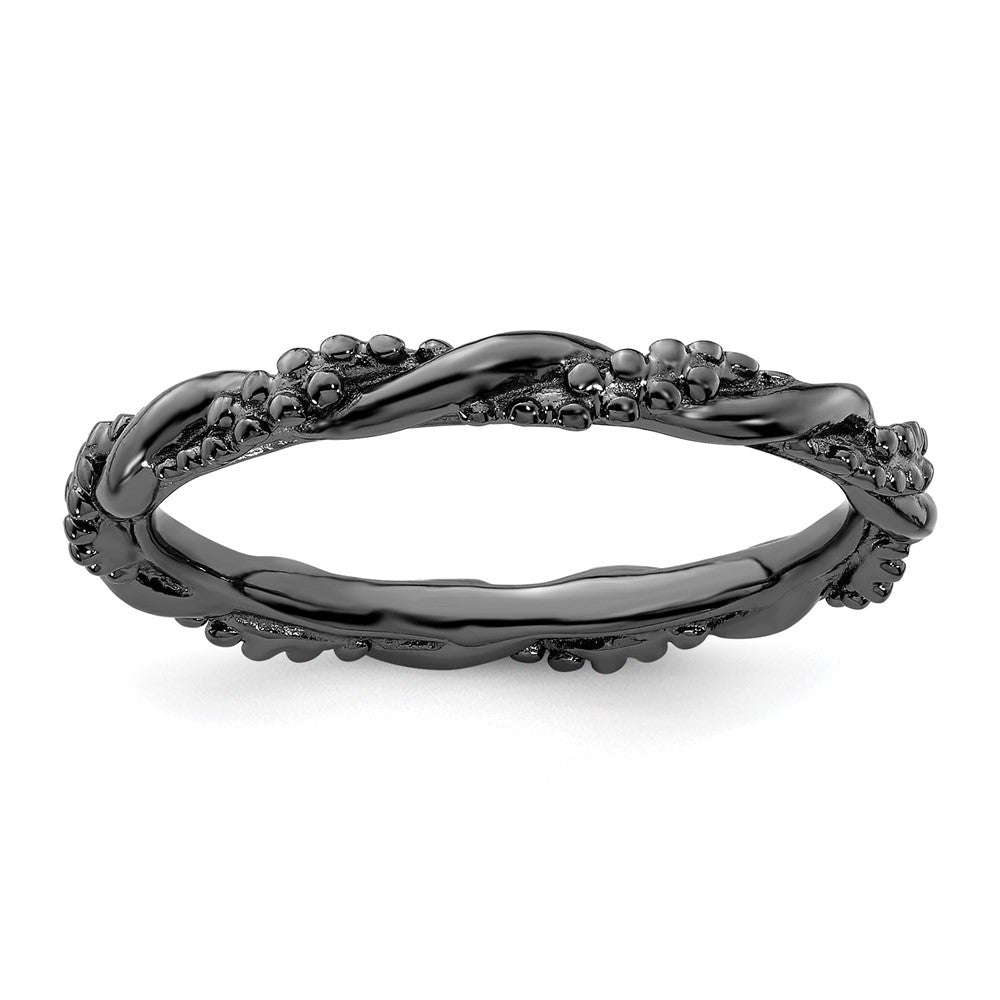 Sterling Silver Stackable Expressions Black-plated Twist Ring Size -9