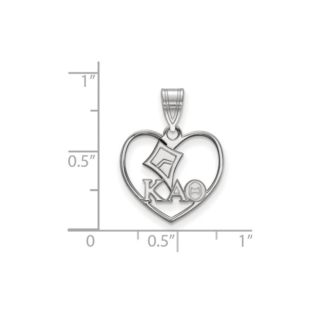 Sterling Silver Official Licensed Greek Sororities Kappa Alpha Theta (???) Heart Pendant