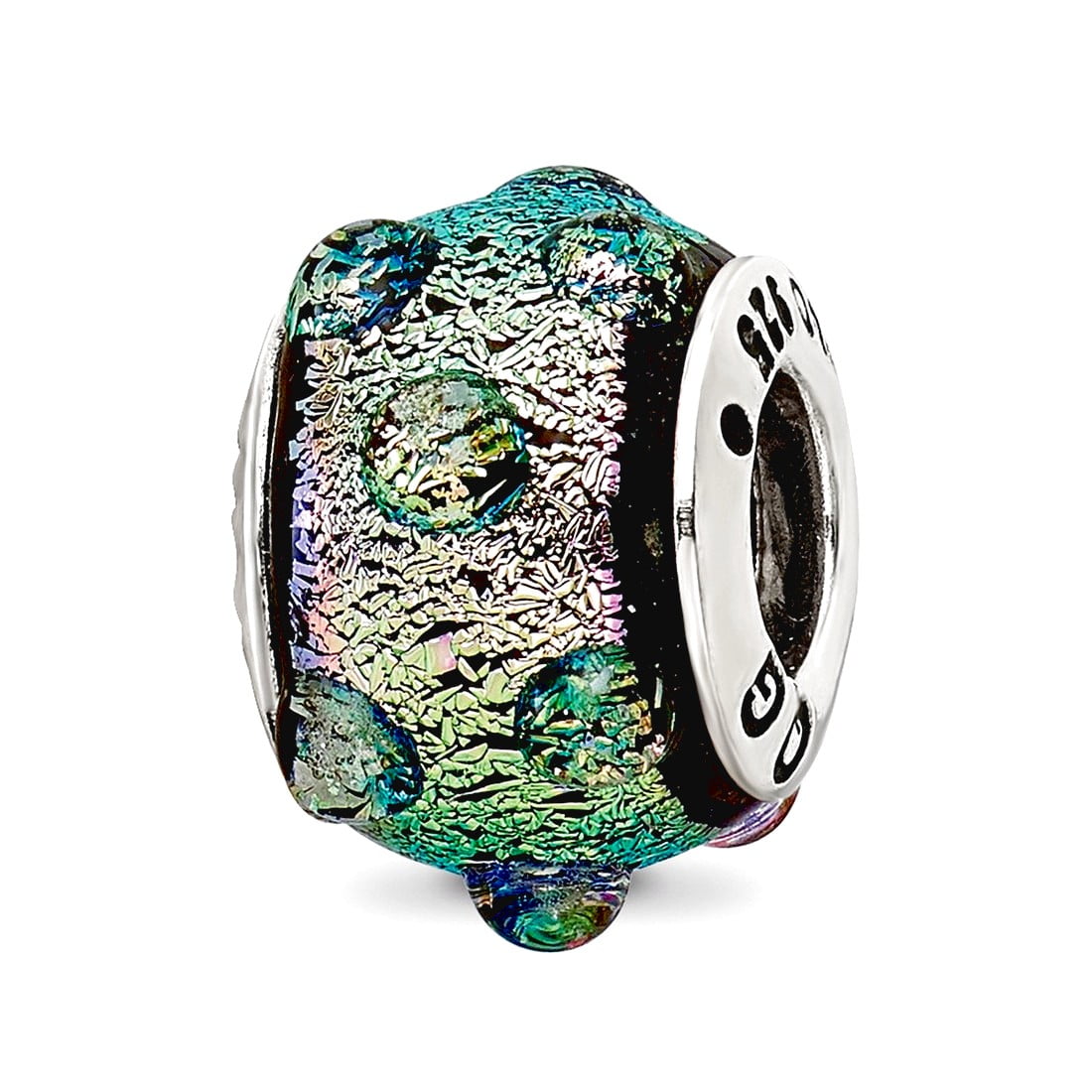 Sterling Silver Reflections Purple Dichroic Glass Bead
