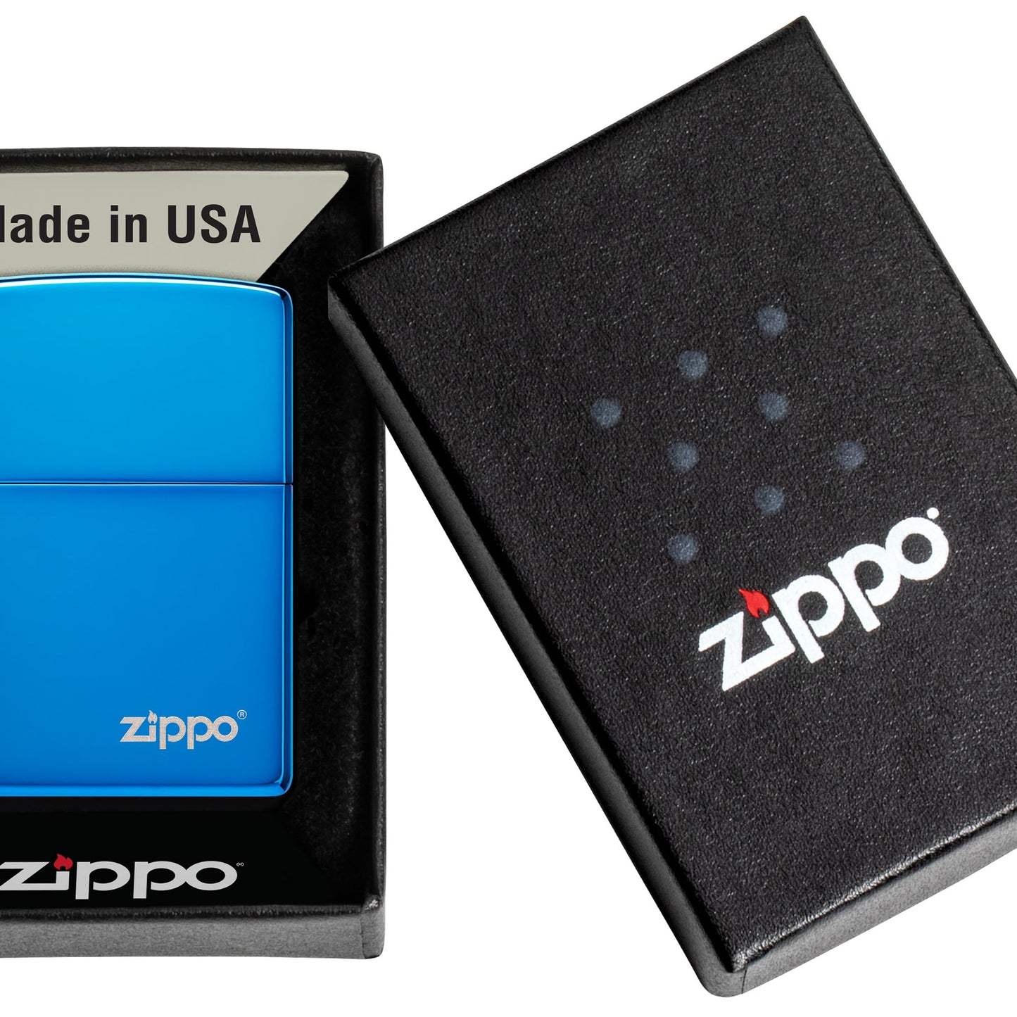 Zippo Logo High Polish Blue Pocket Lighter