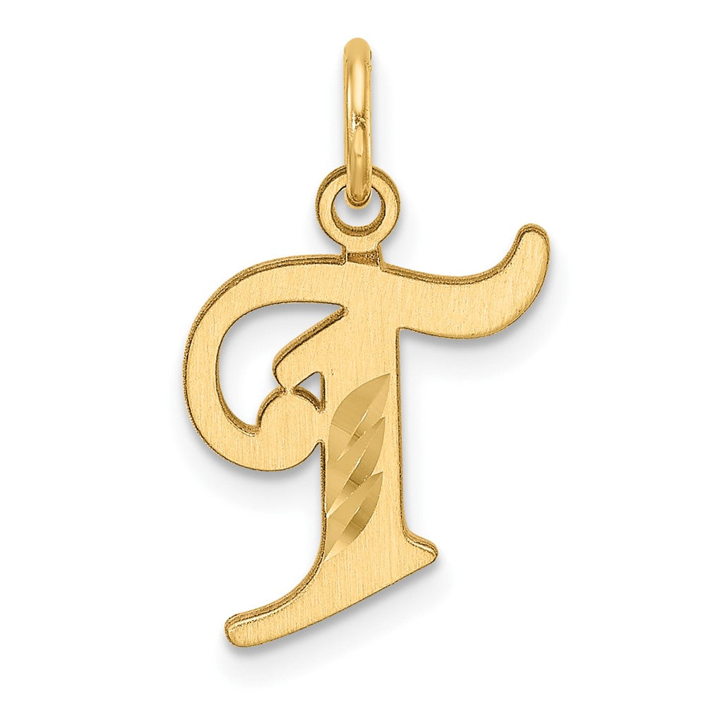 14K Diamond-cut Letter T Initial Charm