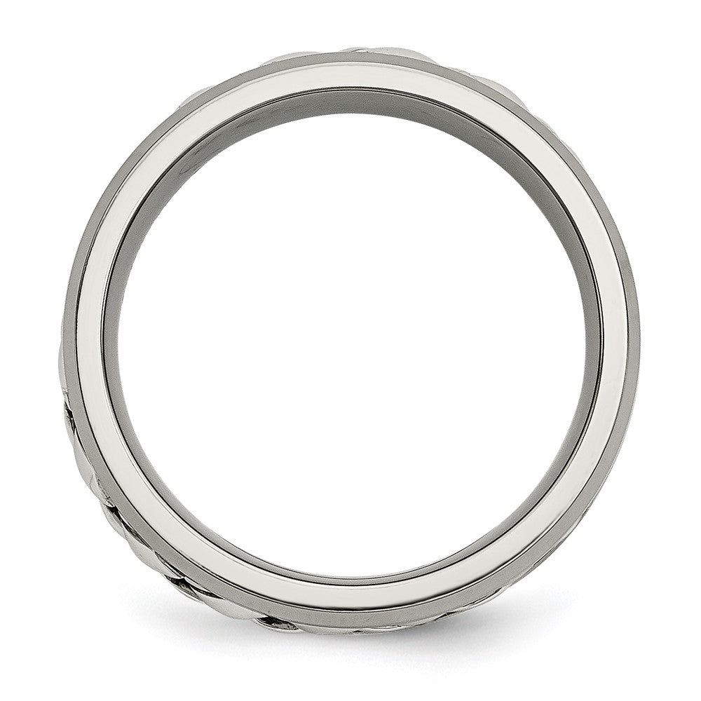 Titanium w/Sterling Silver Inlay Polished 1pt. Diamond 7mm Band Size - 9