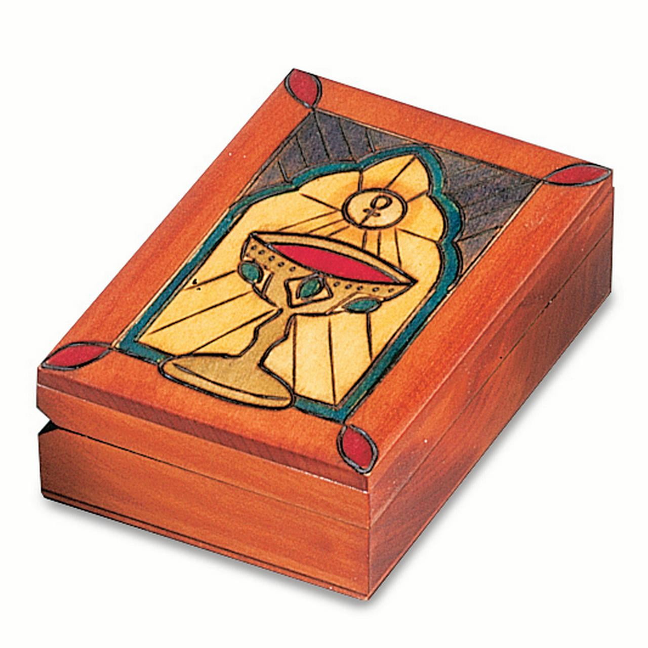 Wooden Hand Carved & Stained Chalice Box - Perfect First Communion Gift