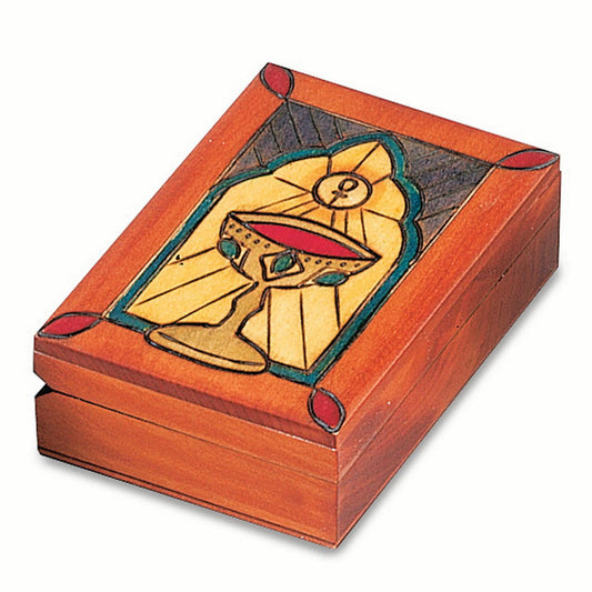 Wooden Hand Carved & Stained Chalice Box - Perfect First Communion Gift