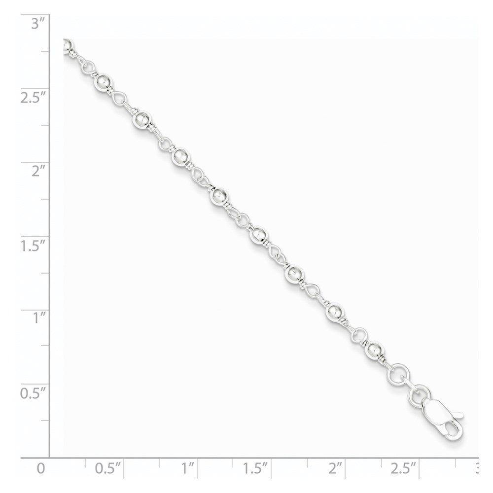 Sterling Silver Bead and Link Bracelet 7.25 inches