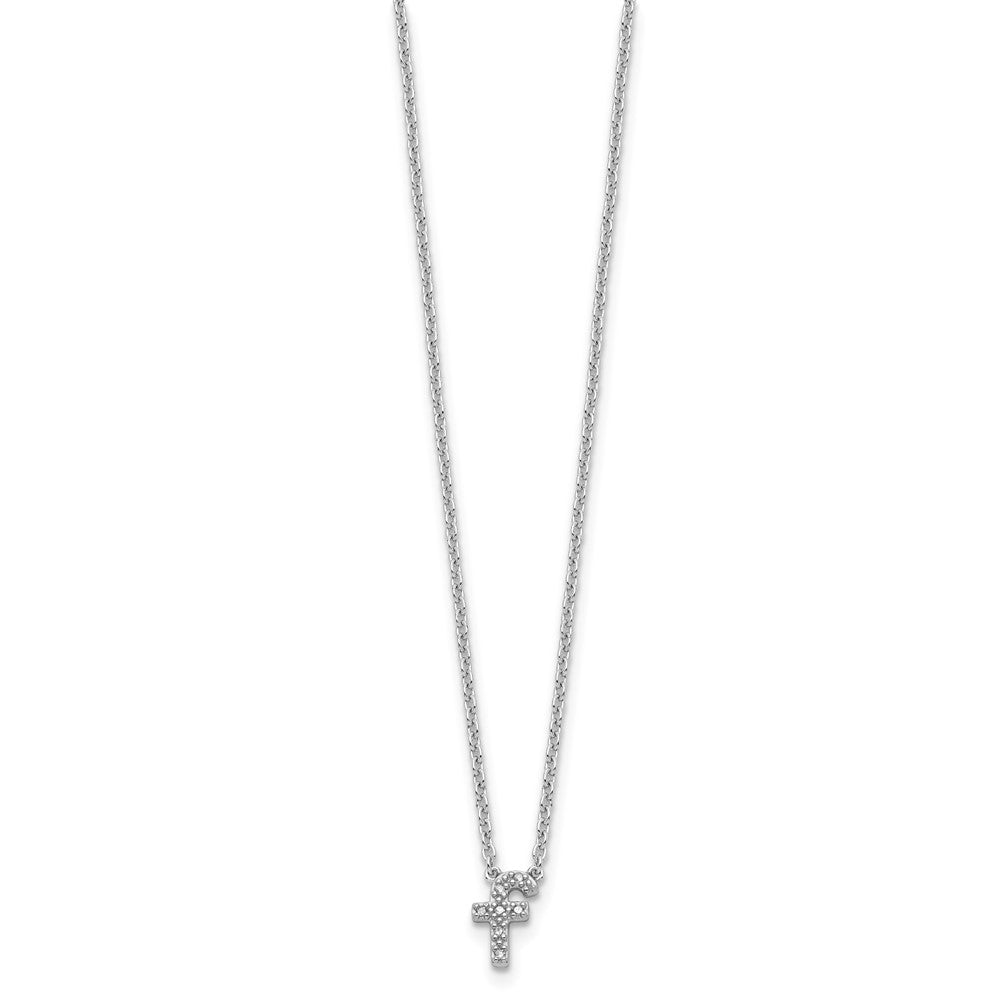 Sterling Silver Polished Diamond Initial f with 16 + 2 in ext Necklace