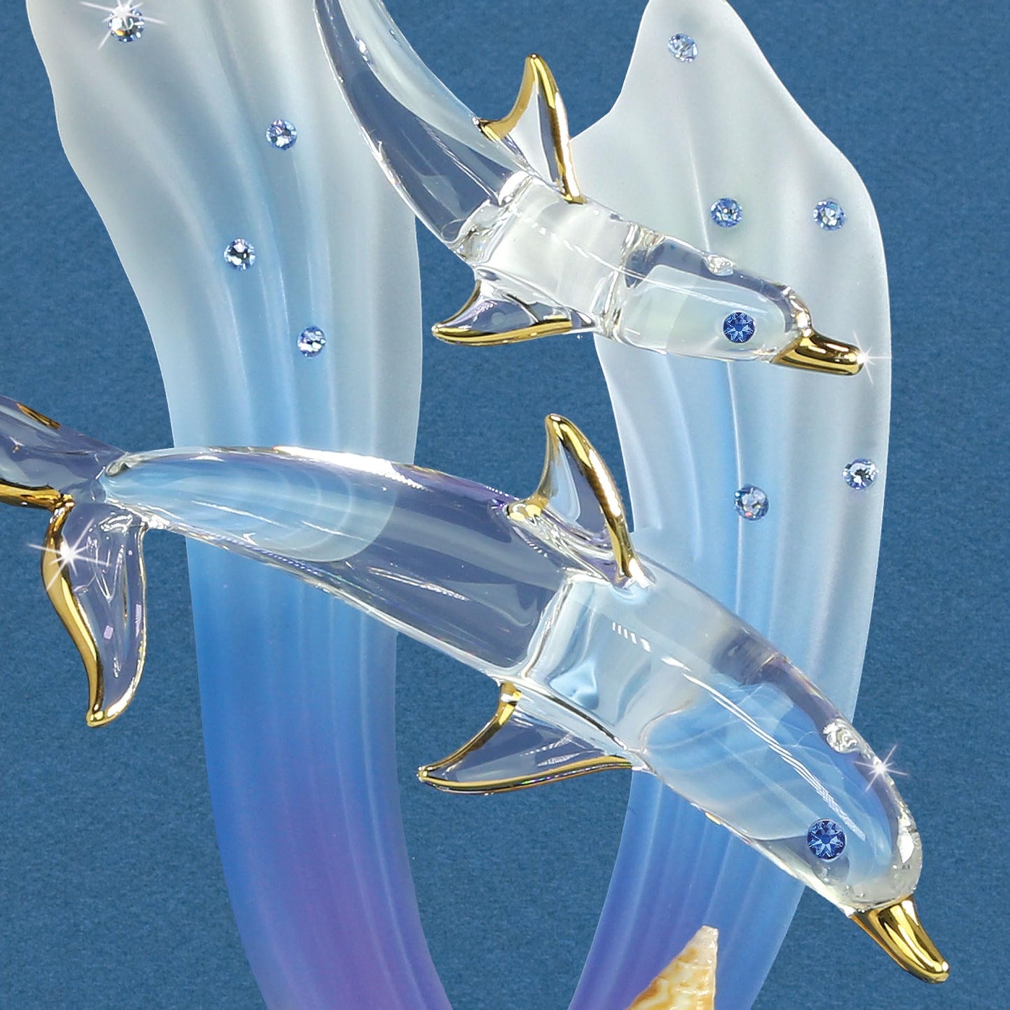 Glass Baron Dolphins Figurine Statue Handmade Marine Life Home Decor