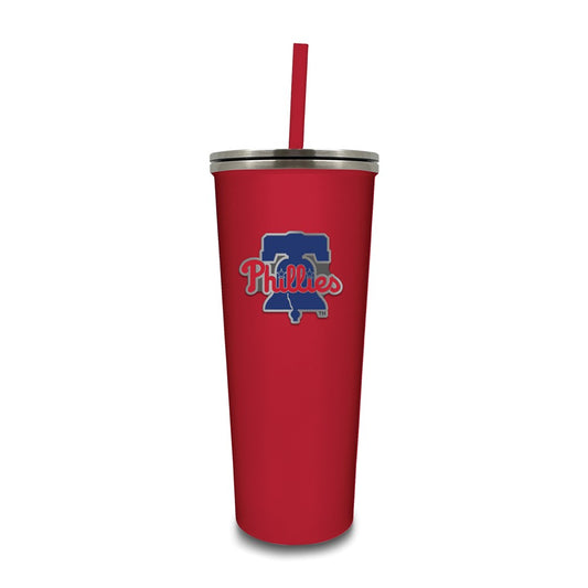 MLB Philadelphia Phillies Stainless Steel 24 ounce Skinny Tumbler with Emblem and Straw