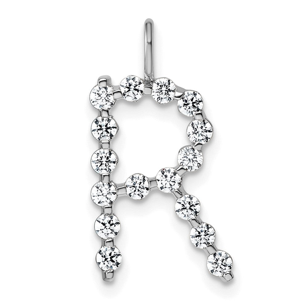 True Origin 14k White Gold 1/2 carat Lab Grown Diamond VS DEF Alphabet R Pendant