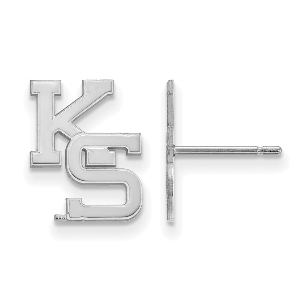 Sterling Silver Rhodium-plated LogoArt Kansas State University K-S Small Post Earrings Q-SS051KSU