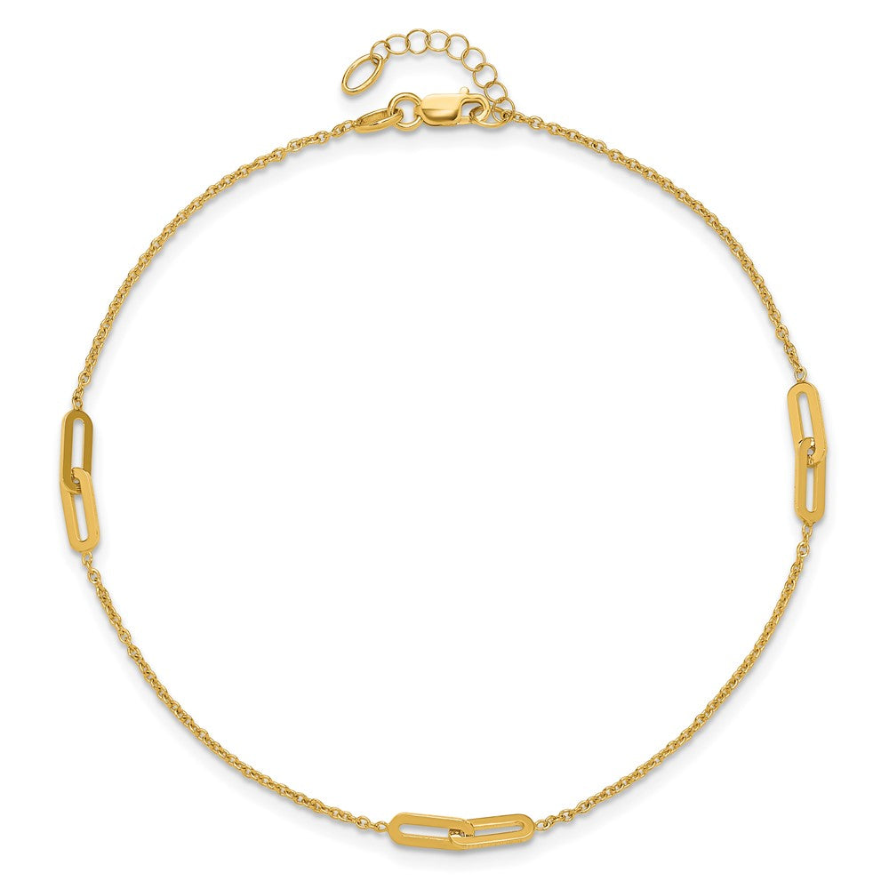 10K Polished Fancy 10in Plus 1in ext. Anklet
