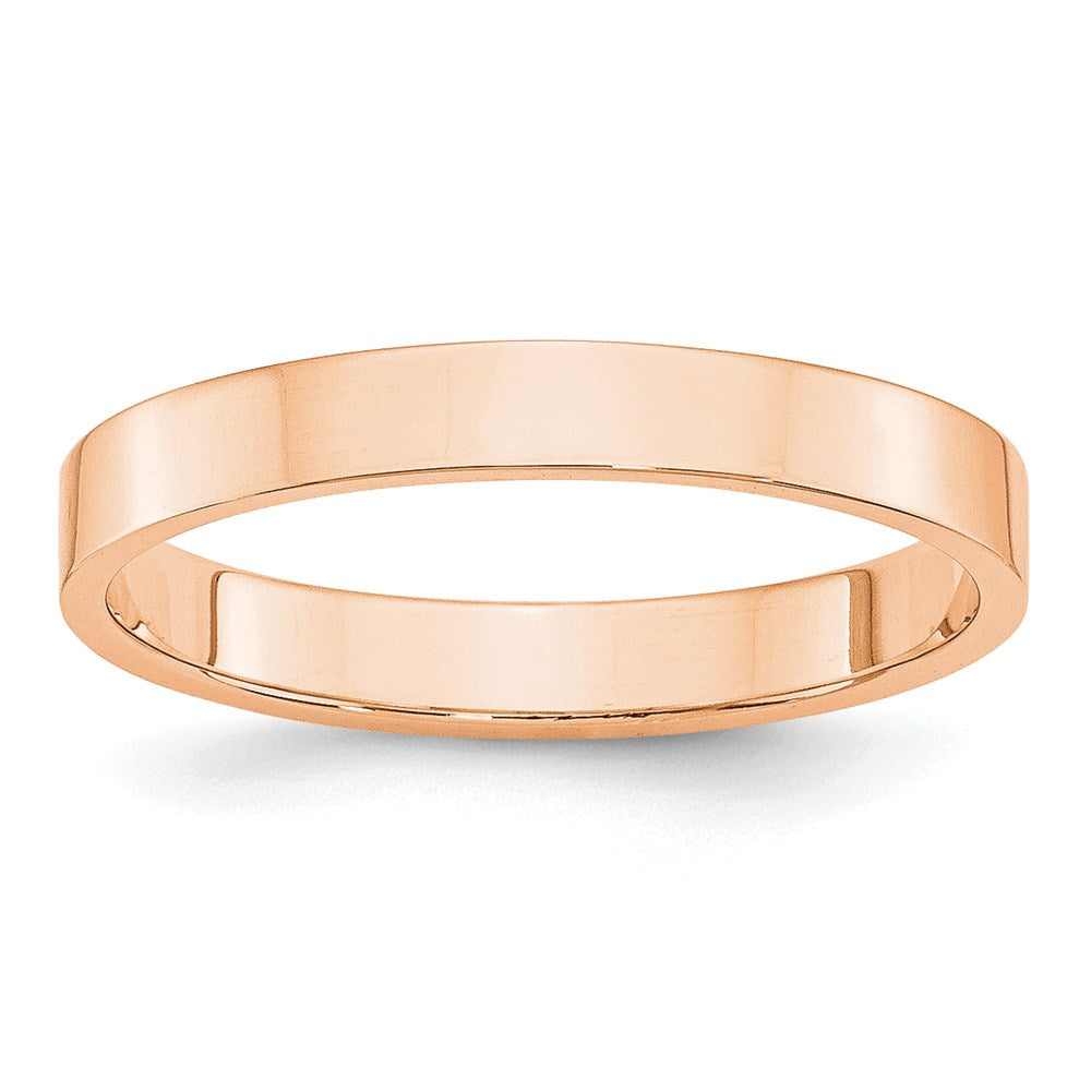 10k Rose Gold 3mm Lightweight Flat Wedding Band Size 7