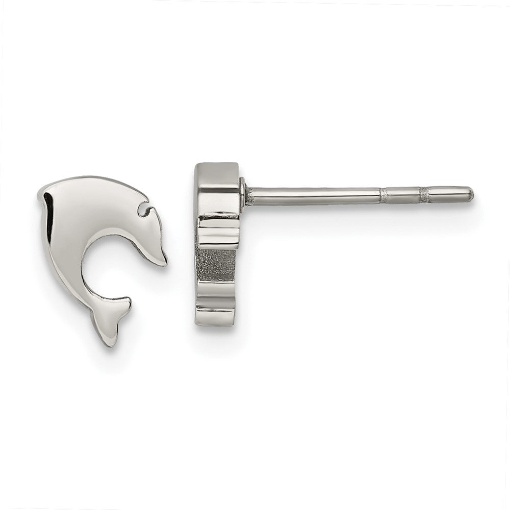 Stainless Steel Polished Dolphin Post Earrings