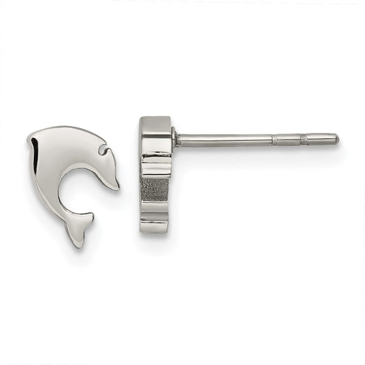 Stainless Steel Polished Dolphin Post Earrings