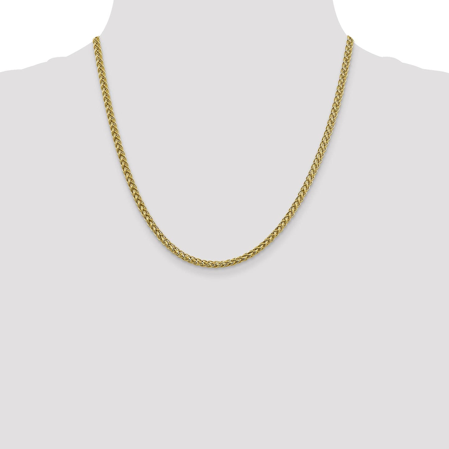 Primal Gold 14 Karat Yellow Gold 4.30mm Semi-solid 3-Wire Wheat Chain