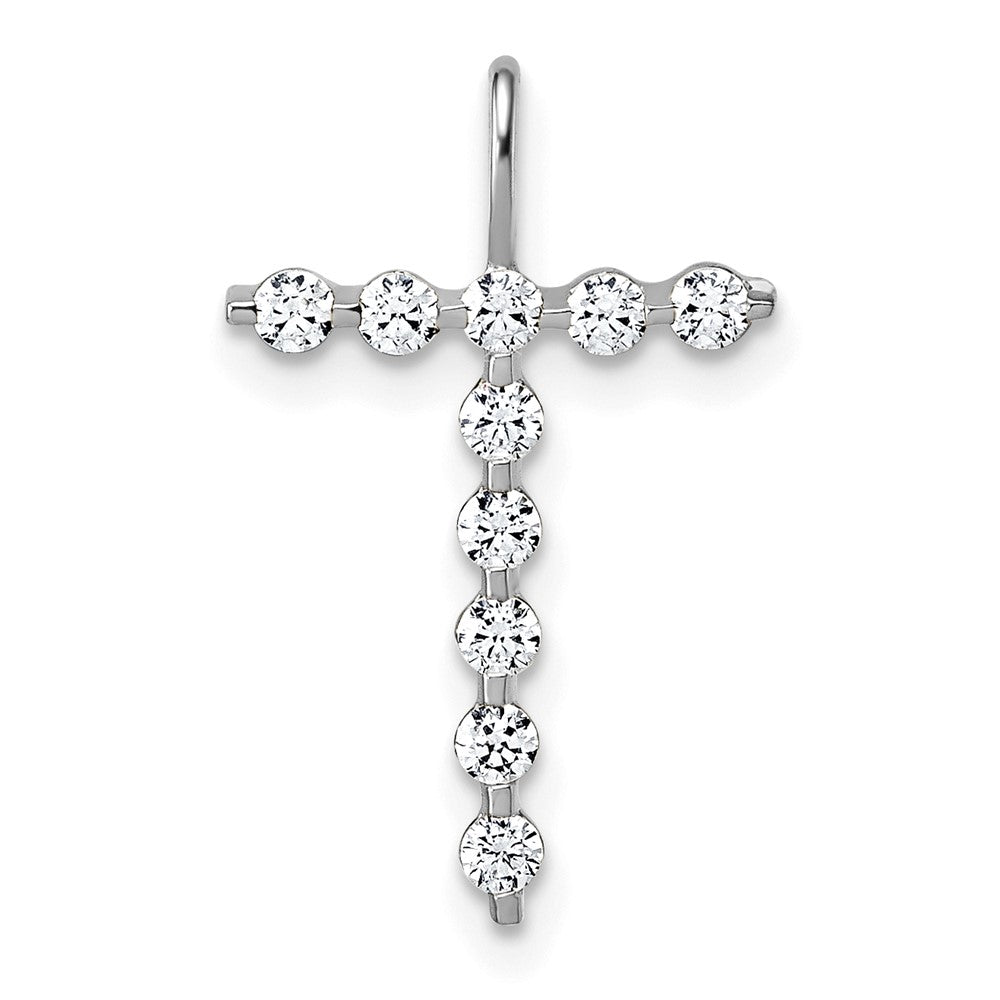 True Origin 14k White Gold 1/3 carat Lab Grown Diamond VS DEF Alphabet T Pendant