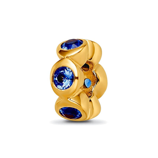Sterling Silver Gold-plated Reflections Sept Blue Preciosa Crystal Bead