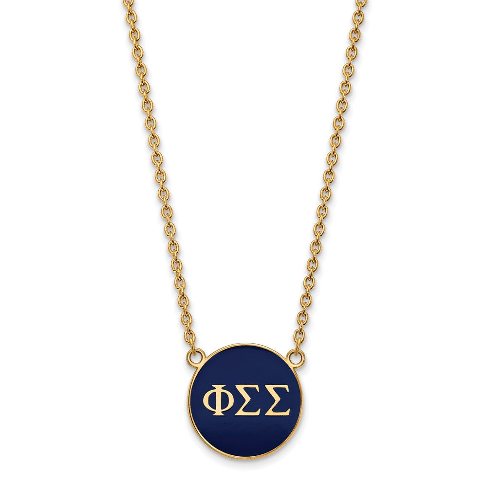 Sterling Silver Gold-plated LogoArt Phi Sigma Sigma Sorority Greek Letters Large Color Enamel Pendant 18 inch Necklace