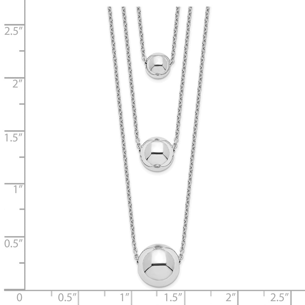Sterling Silver Rhodium-plated 3-Strand w/2in ext. Polished Necklace 16 Inches