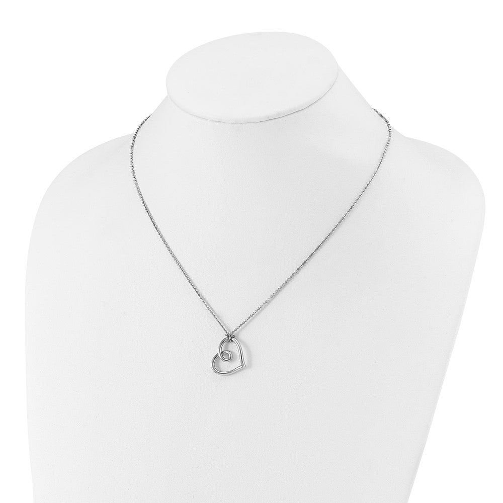 Sterling Silver Open Heart Pendant Necklace