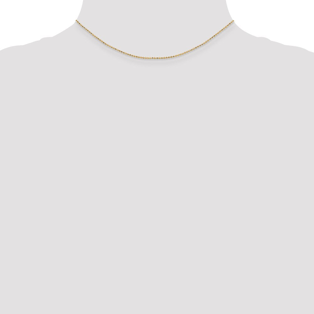 14K 14 inch 1.2mm Diamond-cut Beaded with Lobter Clasp Pendant Chain